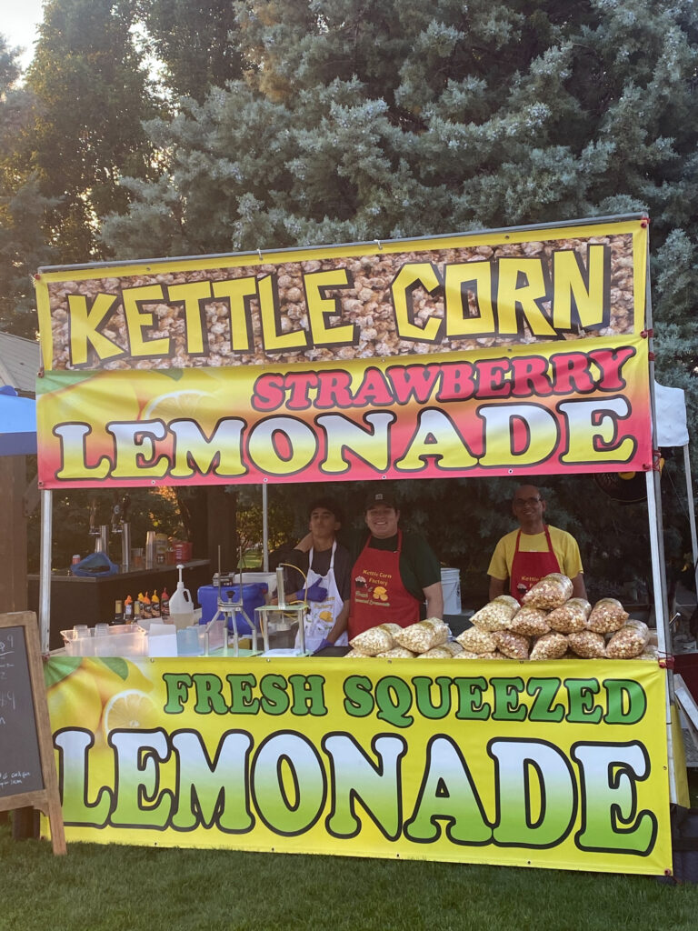Kettle corn and lemonade stand at fair